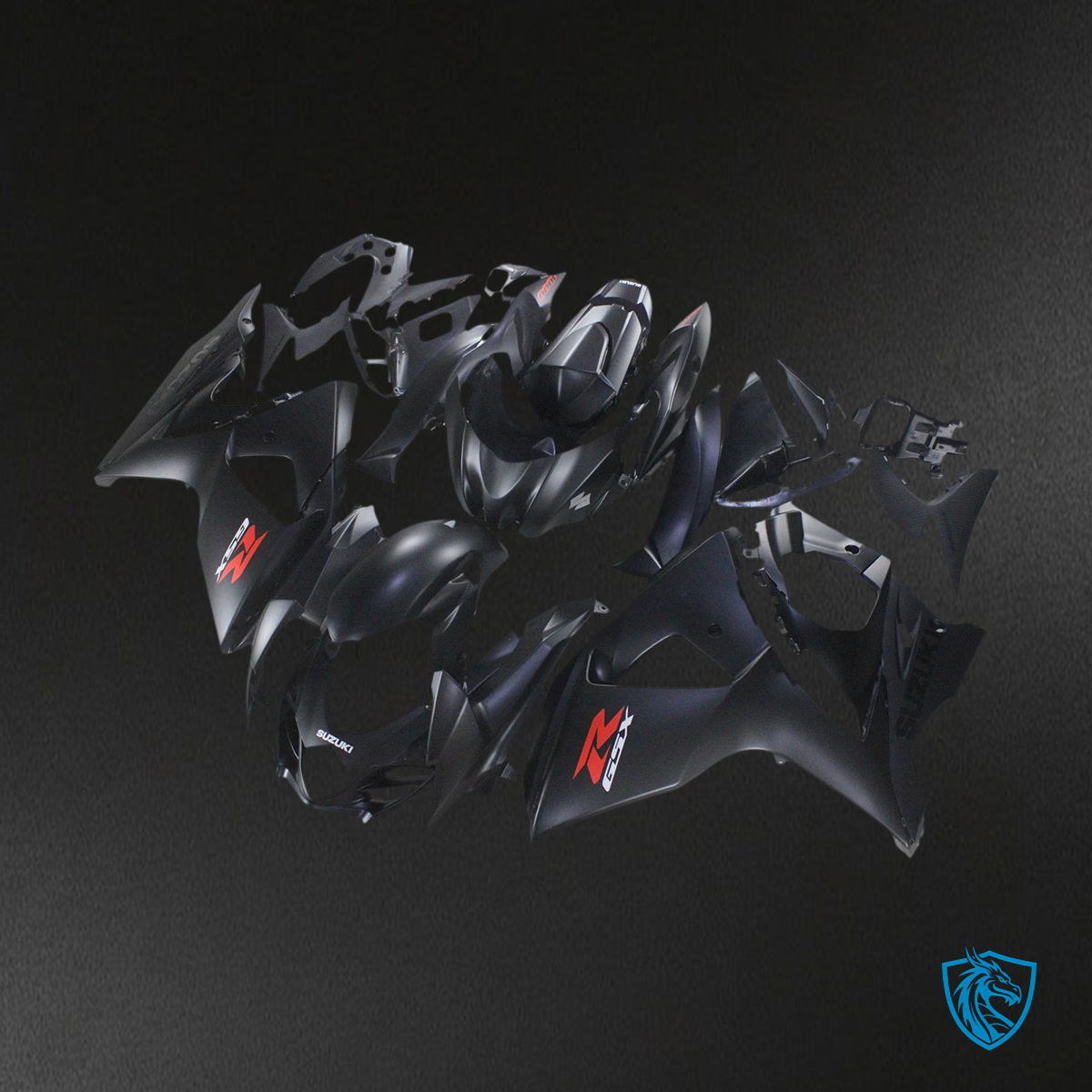 Suzuki GSXR1000 (2007-2008) Matte Black & Red Letter - Fairing Kit