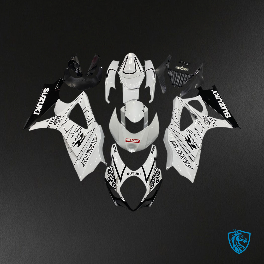 Suzuki GSXR1000 (2007-2008) White & Black Line - Fairing Kit