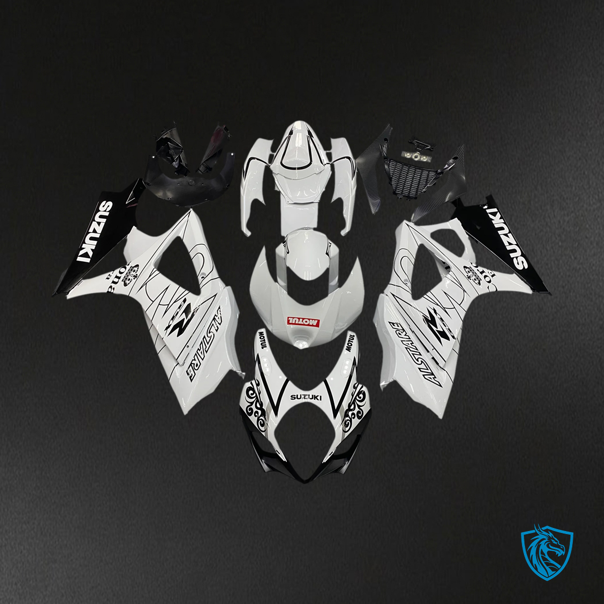 Suzuki GSXR1000 (2007-2008) White & Black Line - Fairing Kit