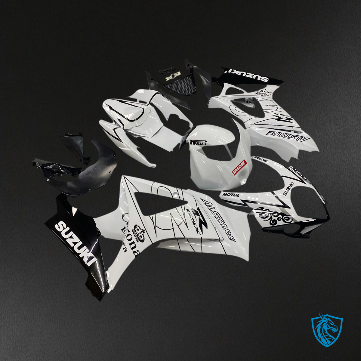 Suzuki GSXR1000 (2007-2008) White & Black Line - Fairing Kit