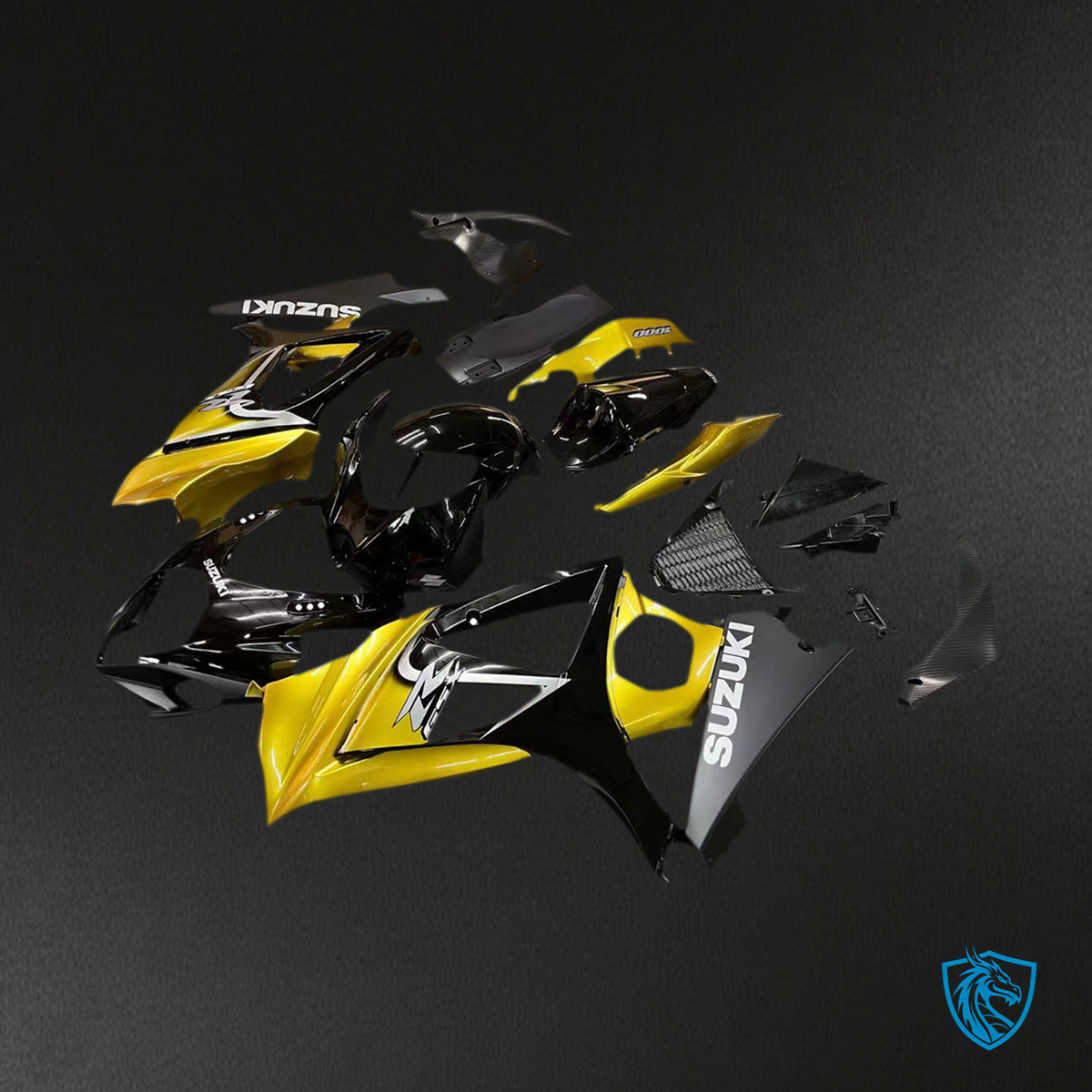 Suzuki GSXR1000 (2007-2008) Black & Gloss Yellow Fairing Kit | ABS Bodywork
