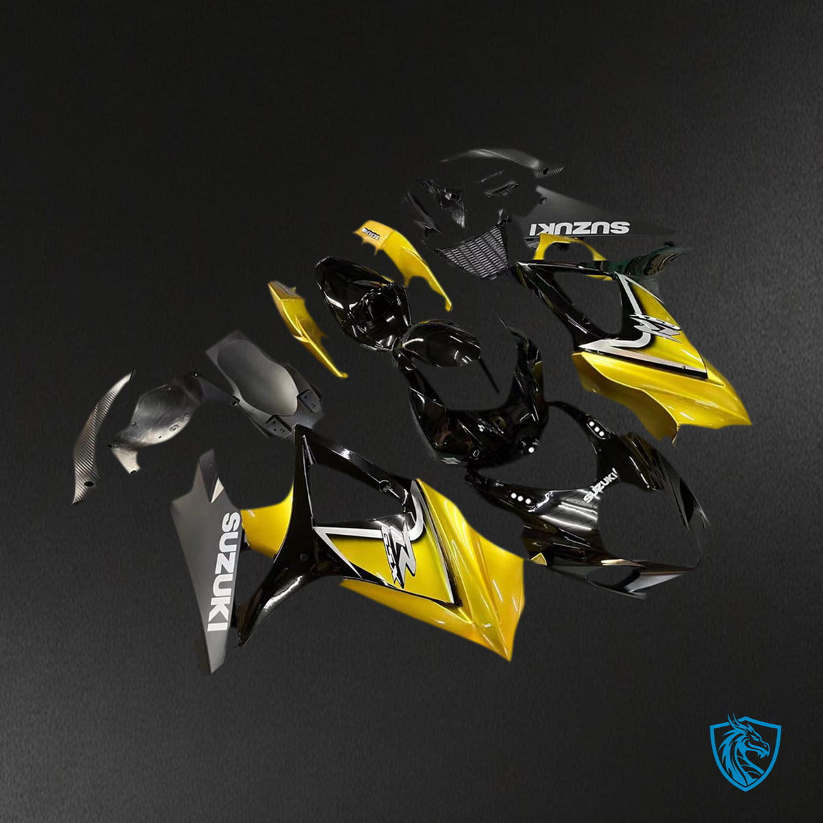 Suzuki GSXR1000 (2007-2008) Black & Gloss Yellow Fairing Kit | ABS Bodywork