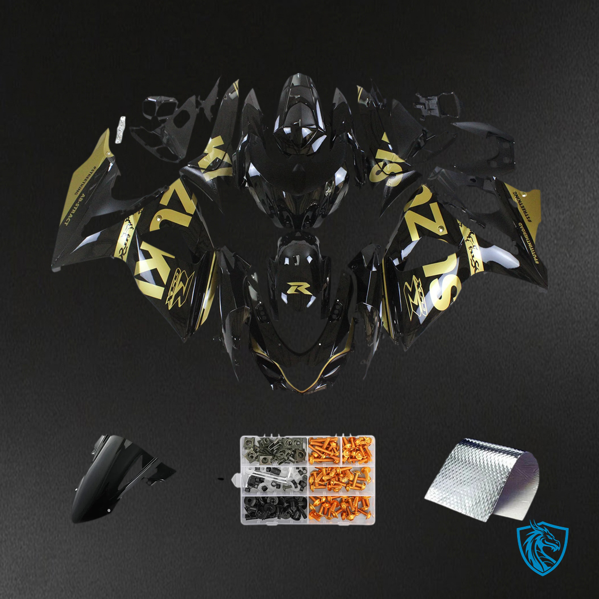 Suzuki GSXR1000 (2009-2016) Black & Gold - Fairing Kit
