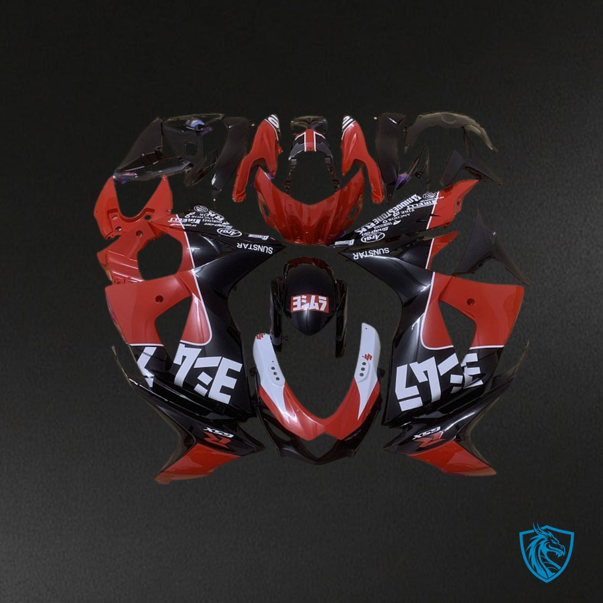 Suzuki GSXR1000 (2009-2016) Black & Red - Custom ABS Fairing Kit