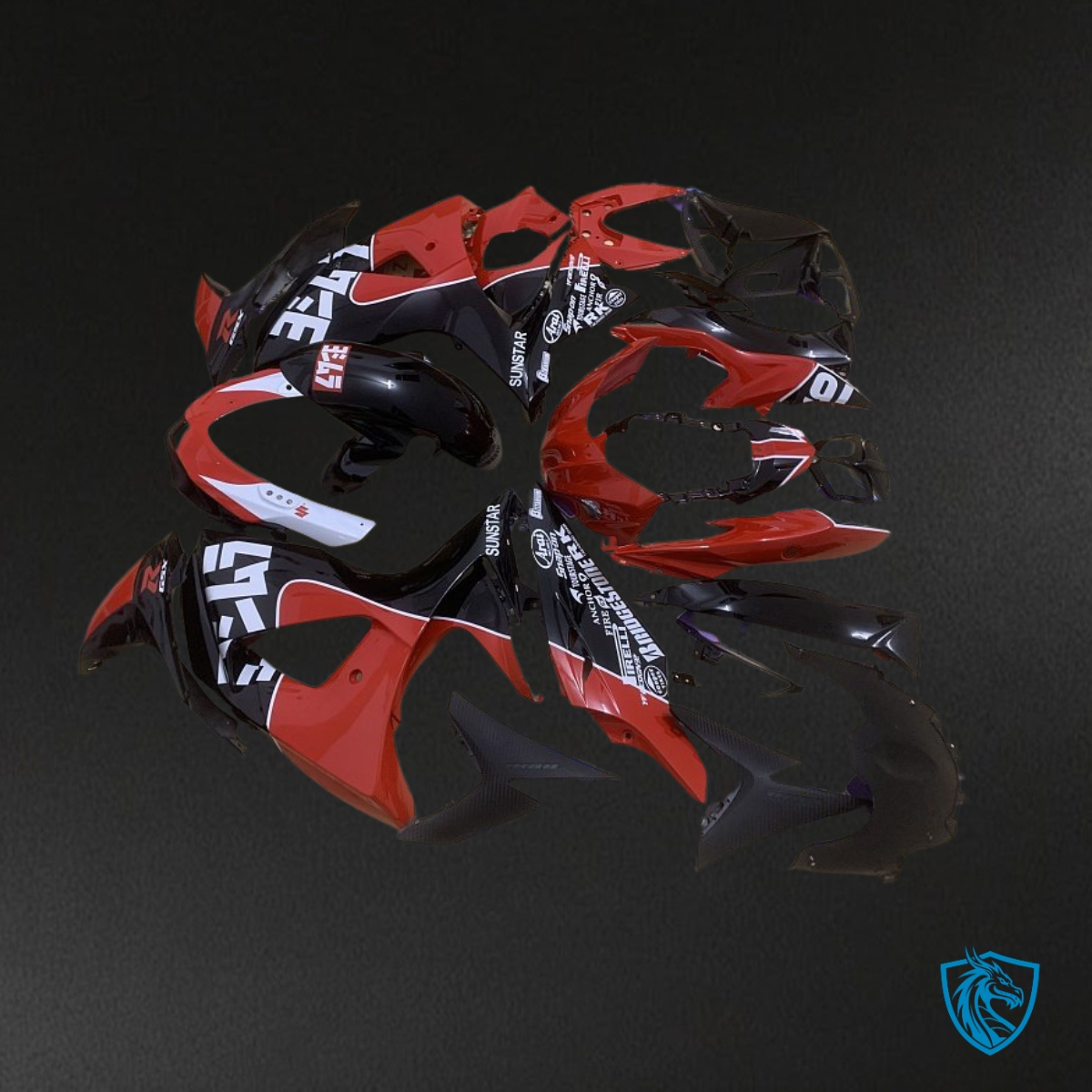 Suzuki GSXR1000 (2009-2016) Black & Red - Custom ABS Fairing Kit