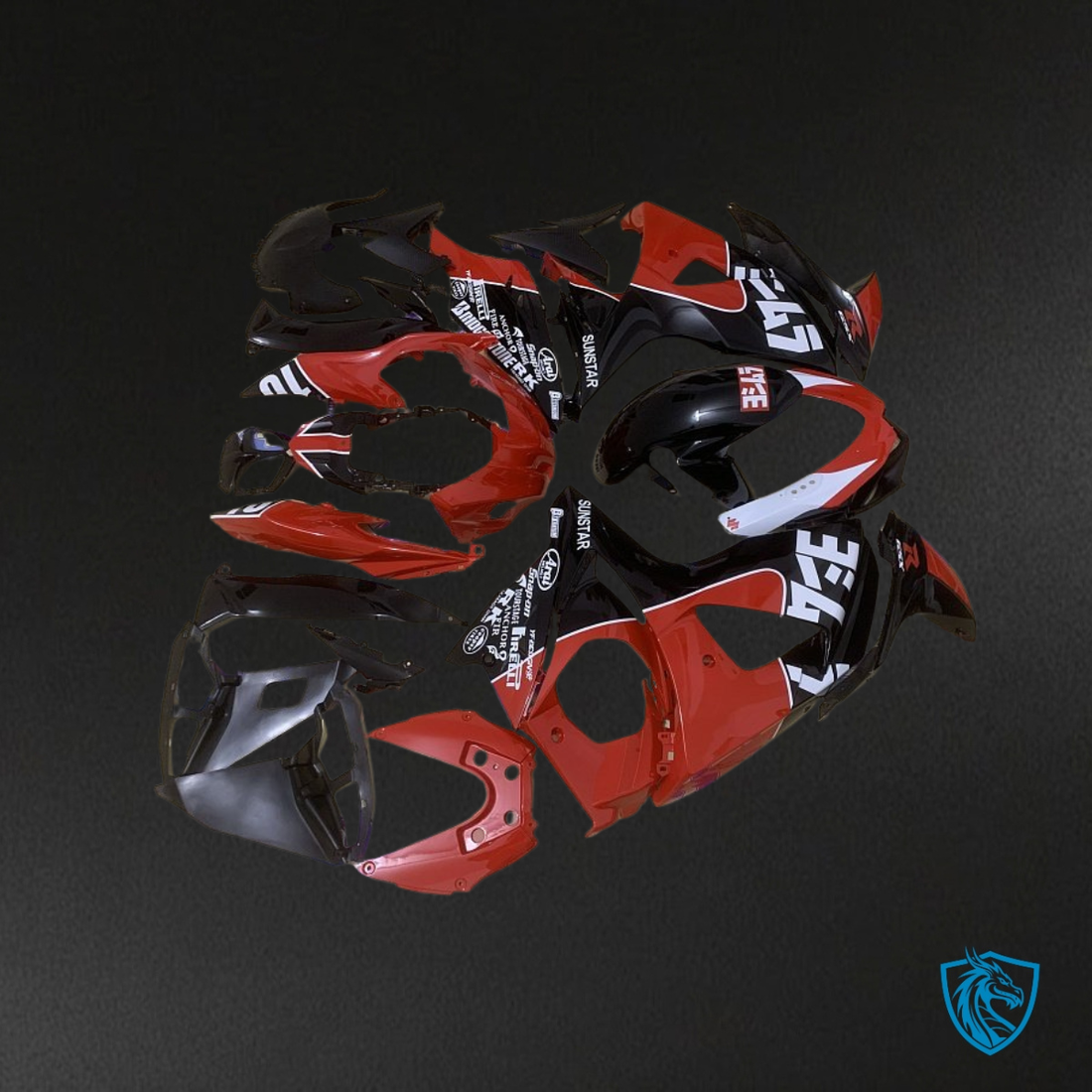Suzuki GSXR1000 (2009-2016) Black & Red - Custom ABS Fairing Kit