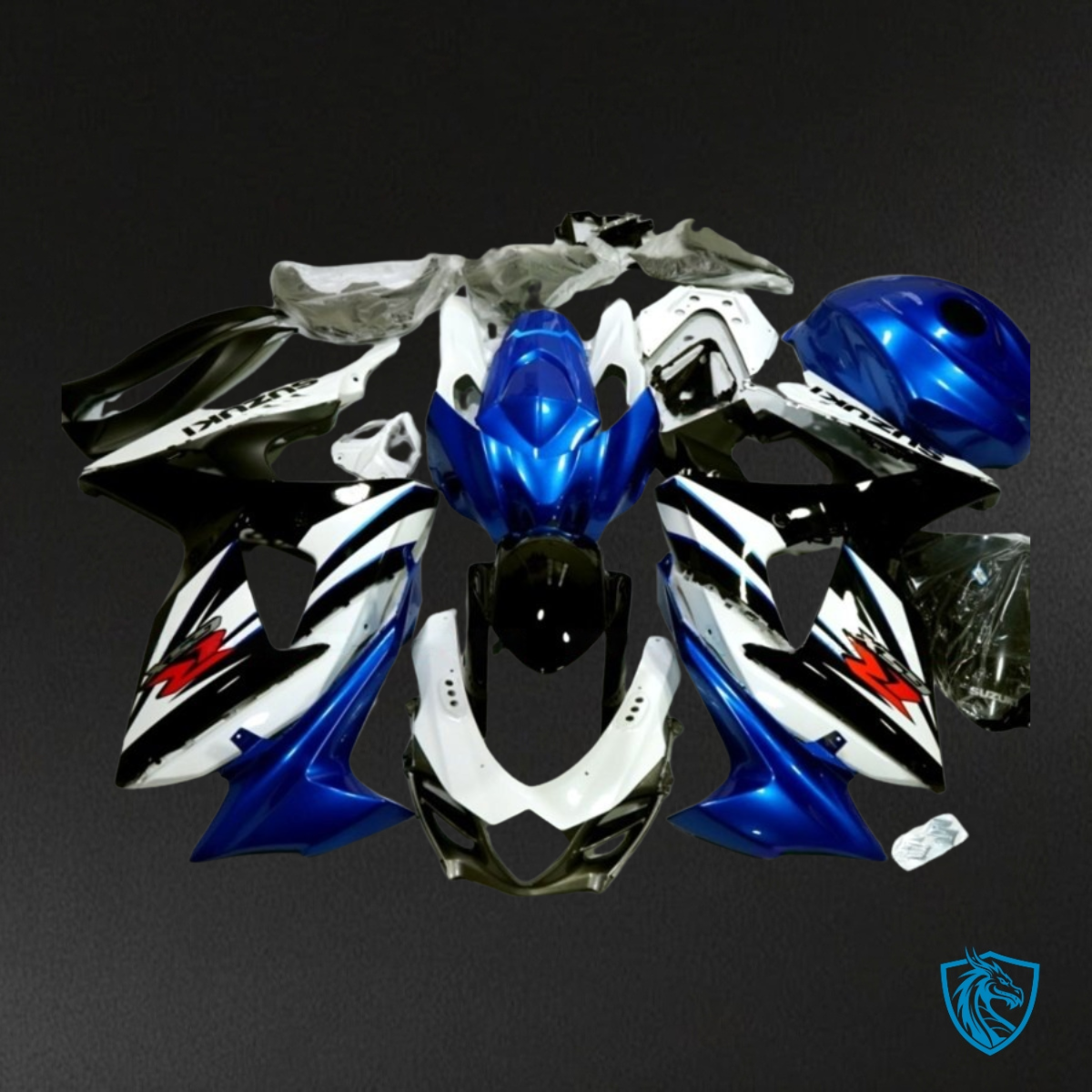Suzuki GSXR1000 (2009-2016) Black, White & Blue Fairing Kit | ABS Bodywork
