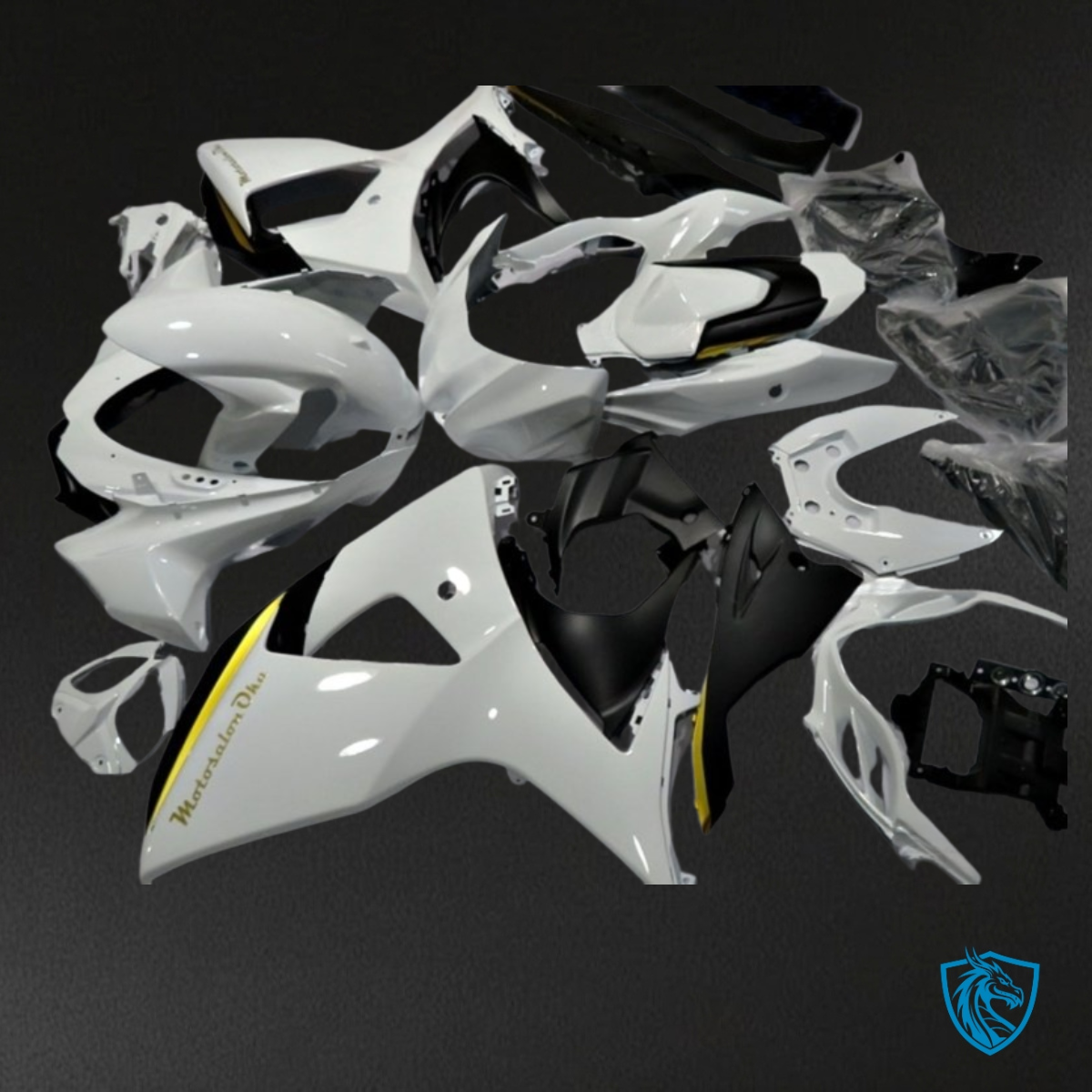 Suzuki GSXR1000 (2009-2016) White & Yellow Stripe Fairing Kit | ABS Bodywork