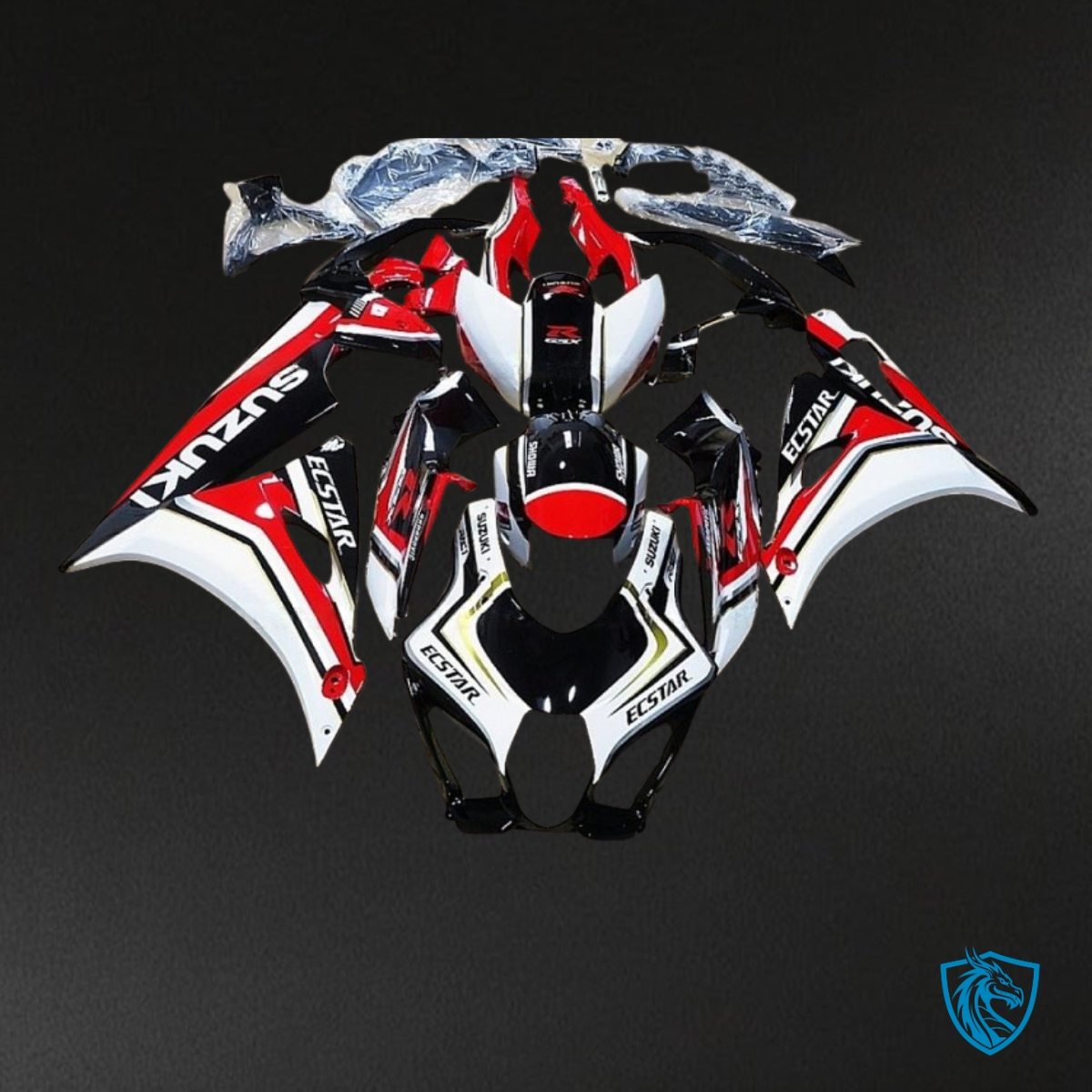 Suzuki GSXR1000 (2017-2020) White, Red & Black Fairing Kit | ABS Bodywork