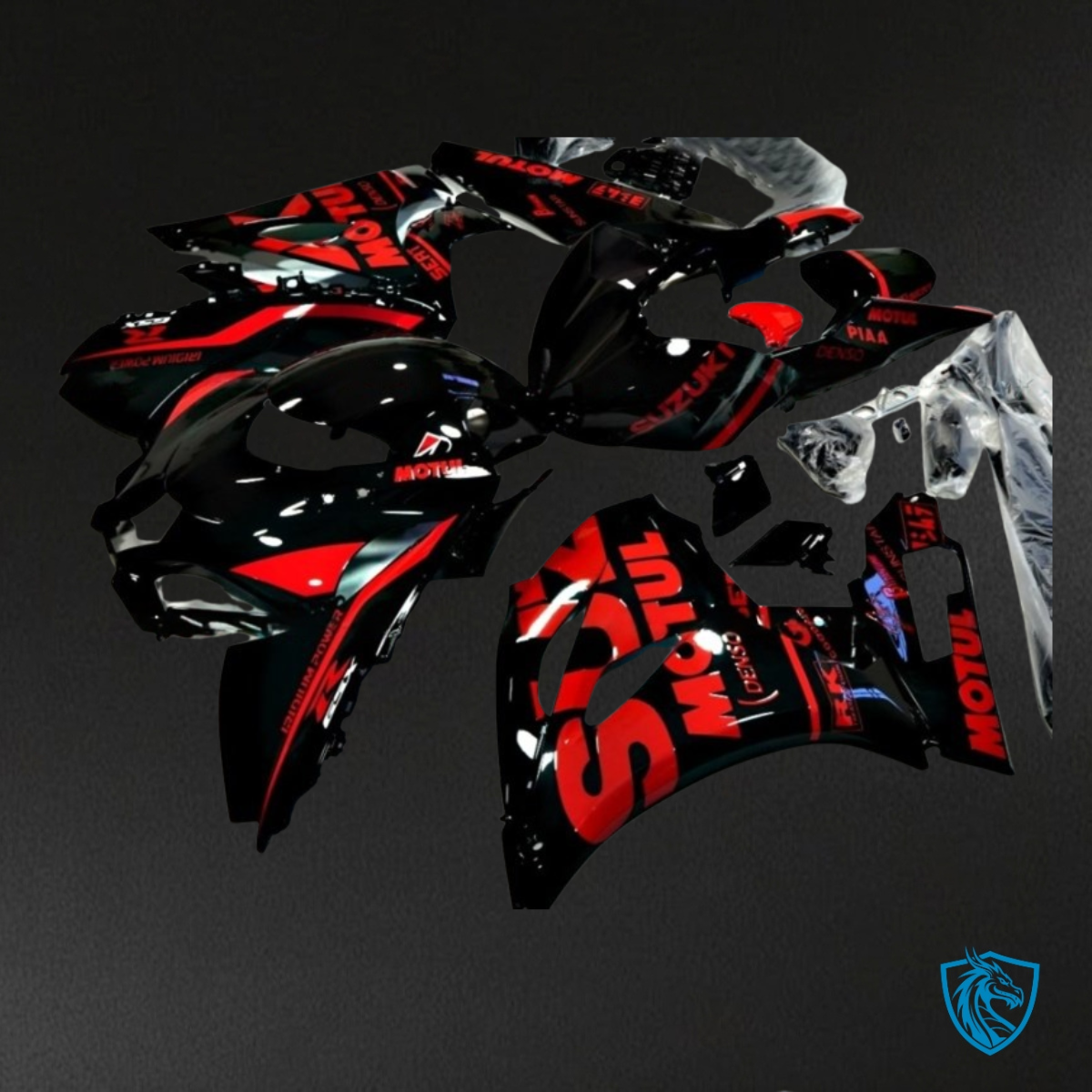 Suzuki GSXR1000 (2017-2020) Glossy Black & Red Fairing Kit - Aftermarket ABS Bodywork