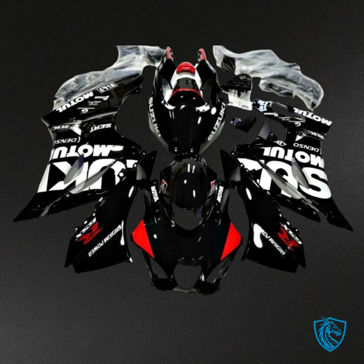 Suzuki GSXR1000 (2017-2020) Black, Red & White - MERGEment Motorcycle Fairings Kit