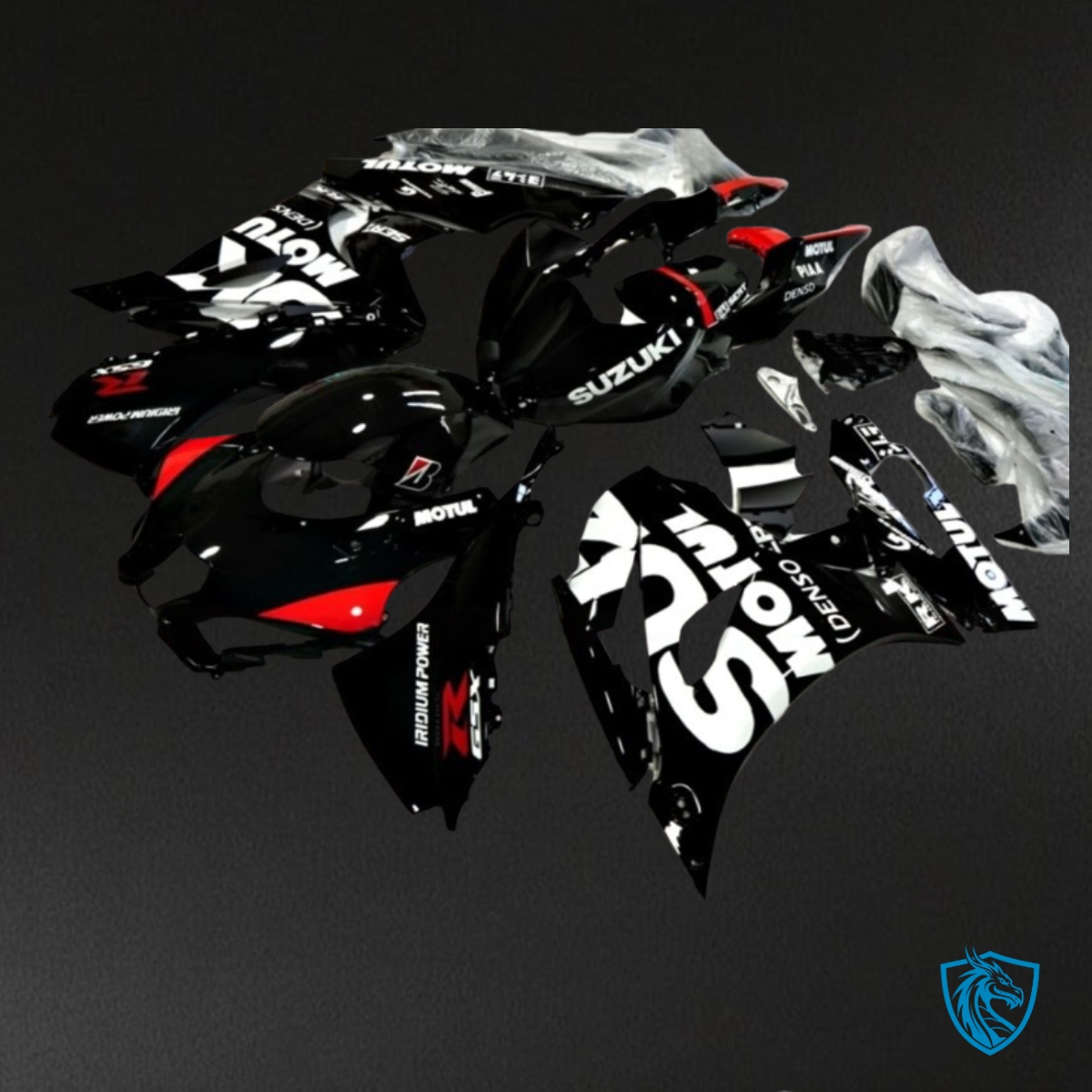 Suzuki GSXR1000 (2017-2020) Black, Red & White - MERGEment Motorcycle Fairings Kit