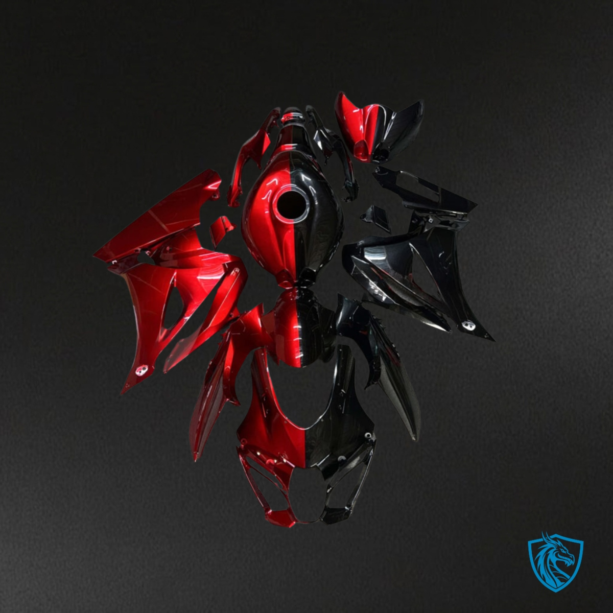 Suzuki GSXR 1000 (2017-2025) Gloss Black & Red Split Fairing Kit | ABS Bodywork