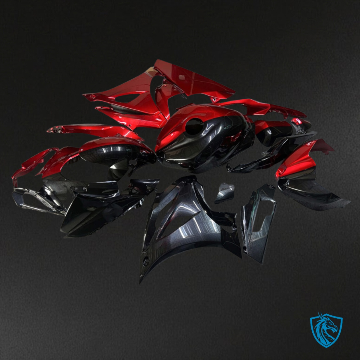 Suzuki GSXR 1000 (2017-2025) Gloss Black & Red Split Fairing Kit | ABS Bodywork