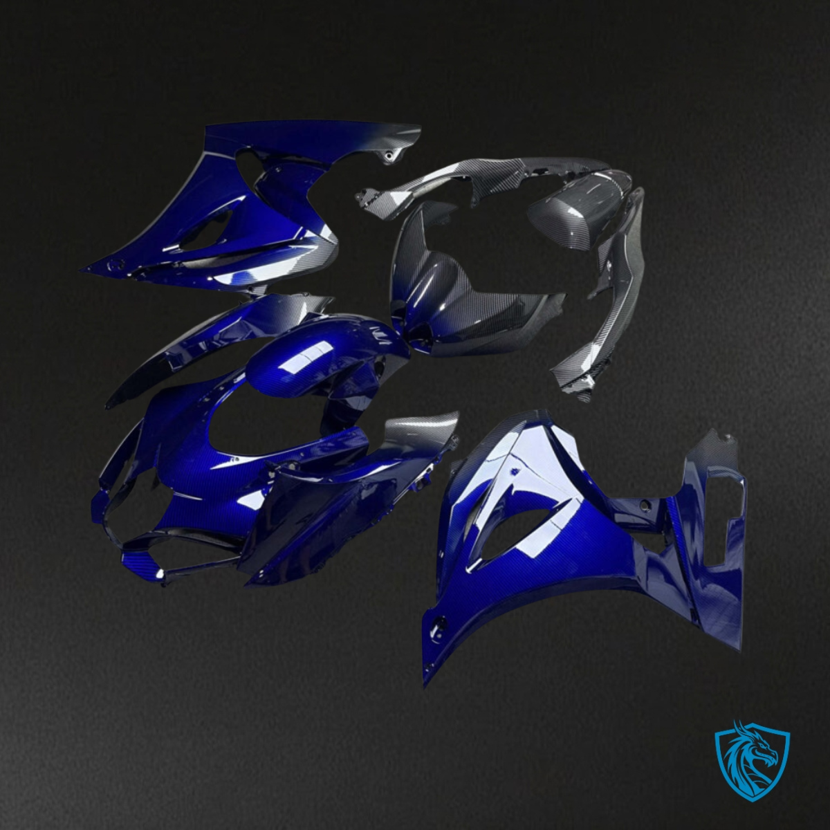 Suzuki GSXR 1000 (2017-2025) Gloss Blue & Black Fiber Style Fairing Kit | ABS Bodywork