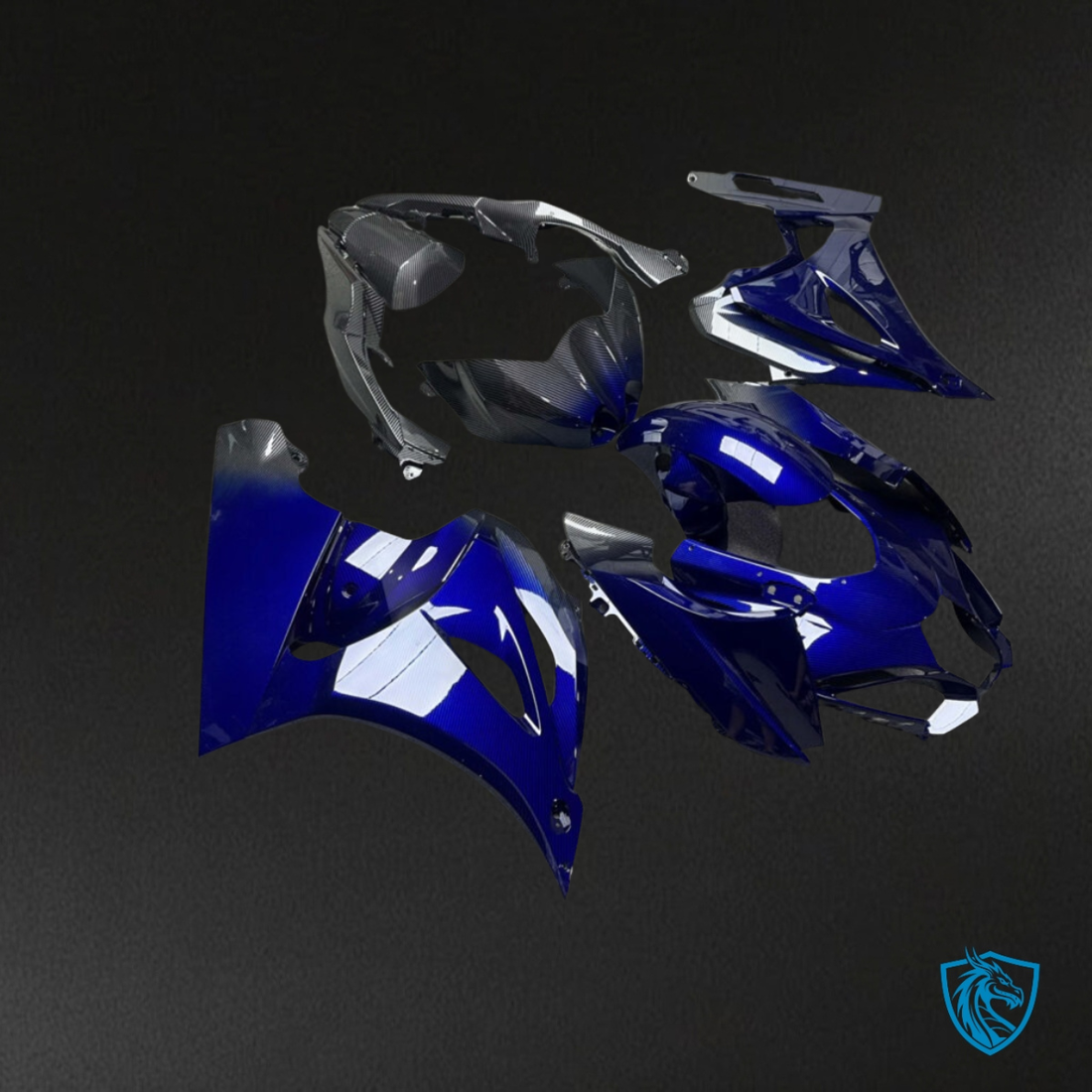 Suzuki GSXR 1000 (2017-2025) Gloss Blue & Black Fiber Style Fairing Kit | ABS Bodywork
