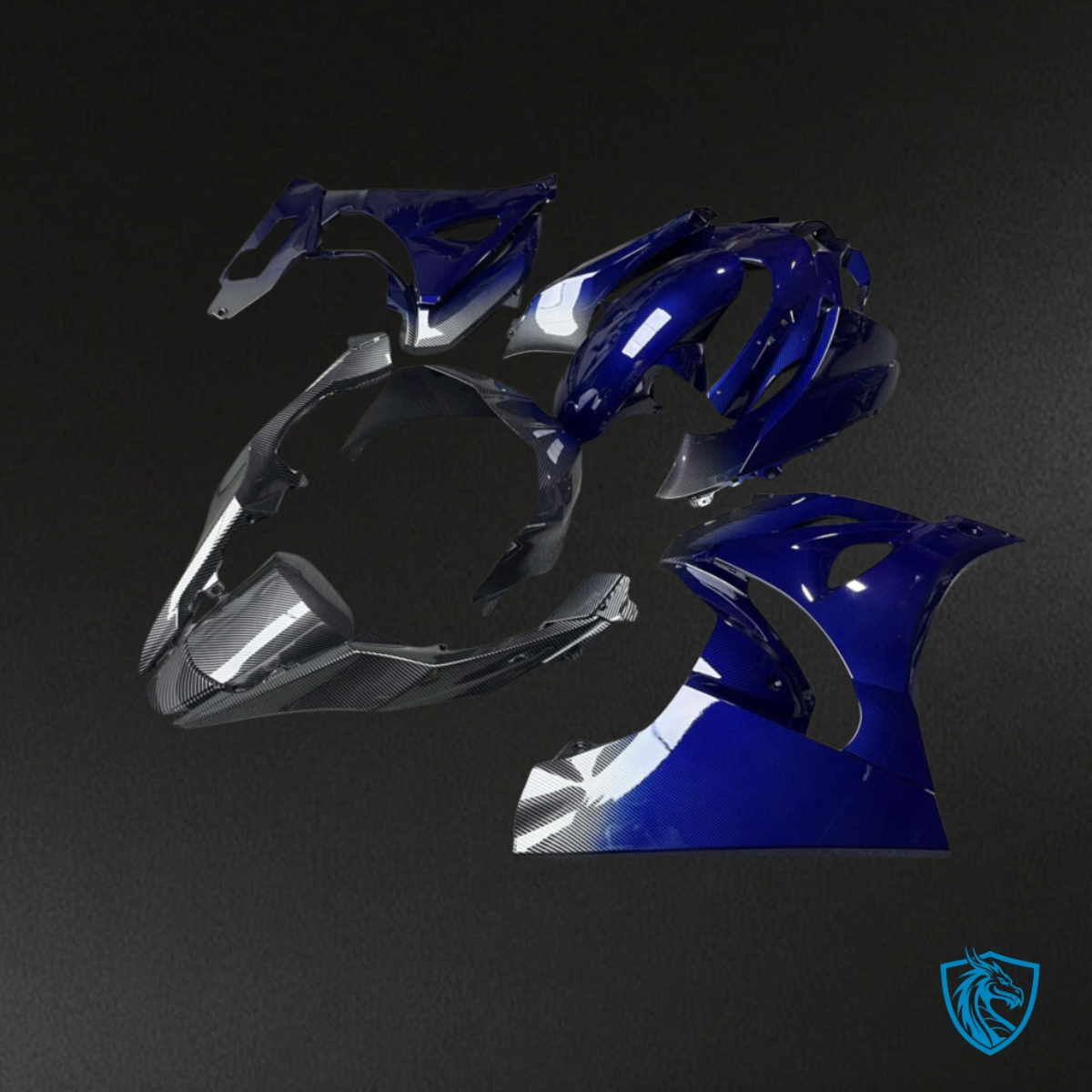 Suzuki GSXR 1000 (2017-2025) Gloss Blue & Black Fiber Style Fairing Kit | ABS Bodywork