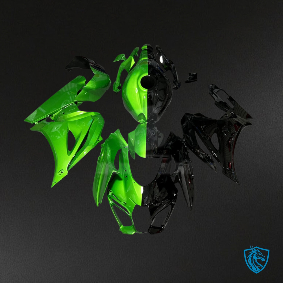 Suzuki GSXR 1000 (2017-2025) Gloss Green & Black - MERGEment Motorcycle Fairings Kit