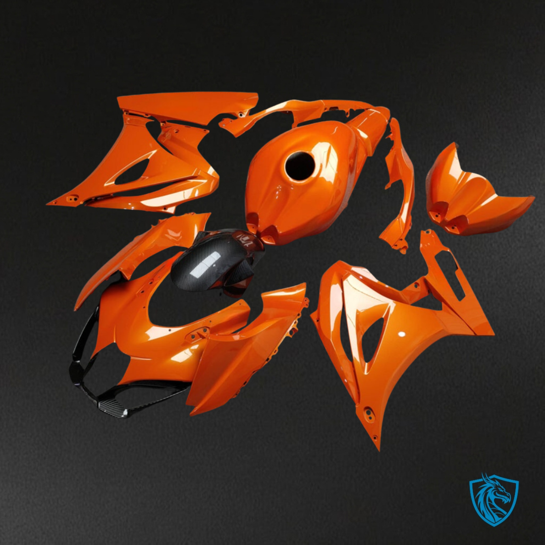 Suzuki GSXR 1000 (2017-2025) Gloss Orange & Black Style - Custom ABS Fairing Kit