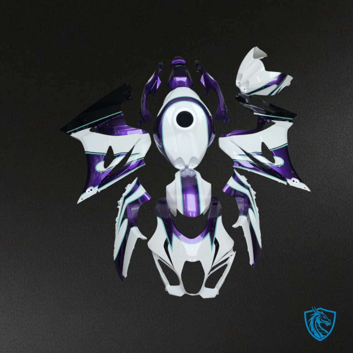 Suzuki GSXR 1000 (2017-2025) Gloss White, Purple & Black Fairing Kit | ABS Bodywork