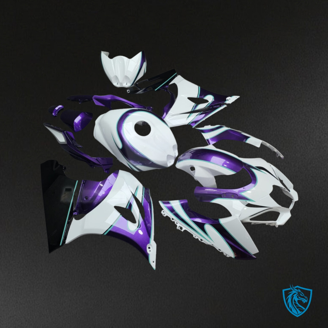 Suzuki GSXR 1000 (2017-2025) Gloss White, Purple & Black Fairing Kit | ABS Bodywork