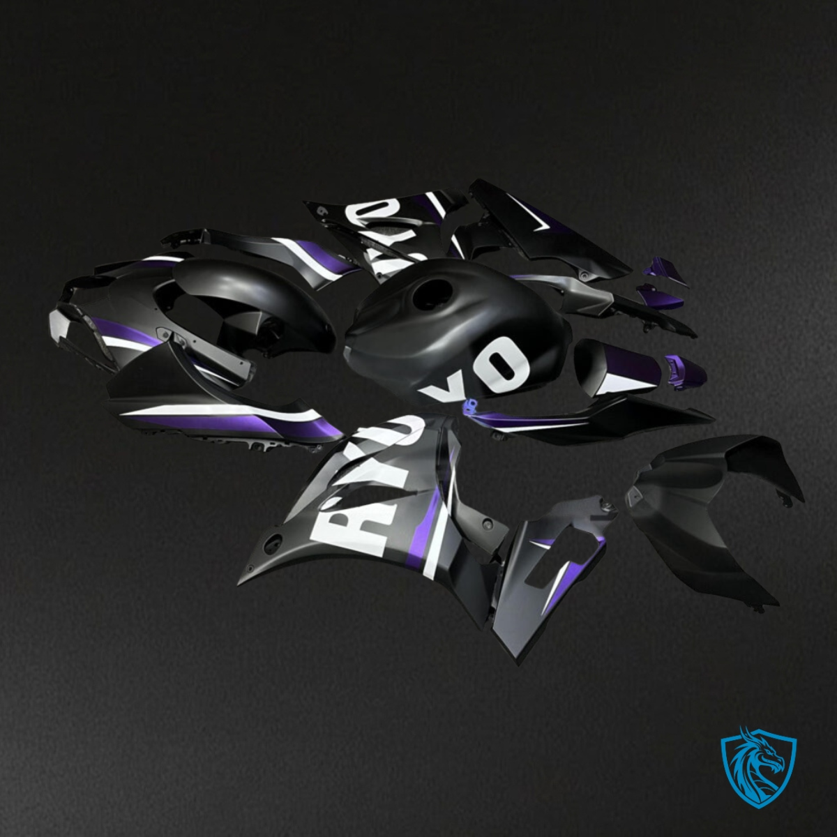 Suzuki GSXR 1000 (2017-2025) Matte Black, Purple & White Fairing Kit | ABS Bodywork