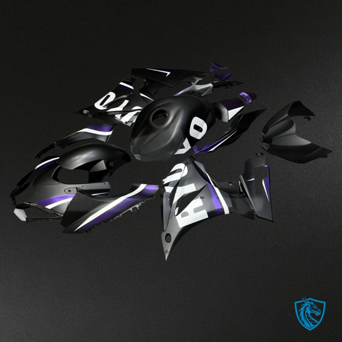 Suzuki GSXR 1000 (2017-2025) Matte Black, Purple & White Fairing Kit | ABS Bodywork