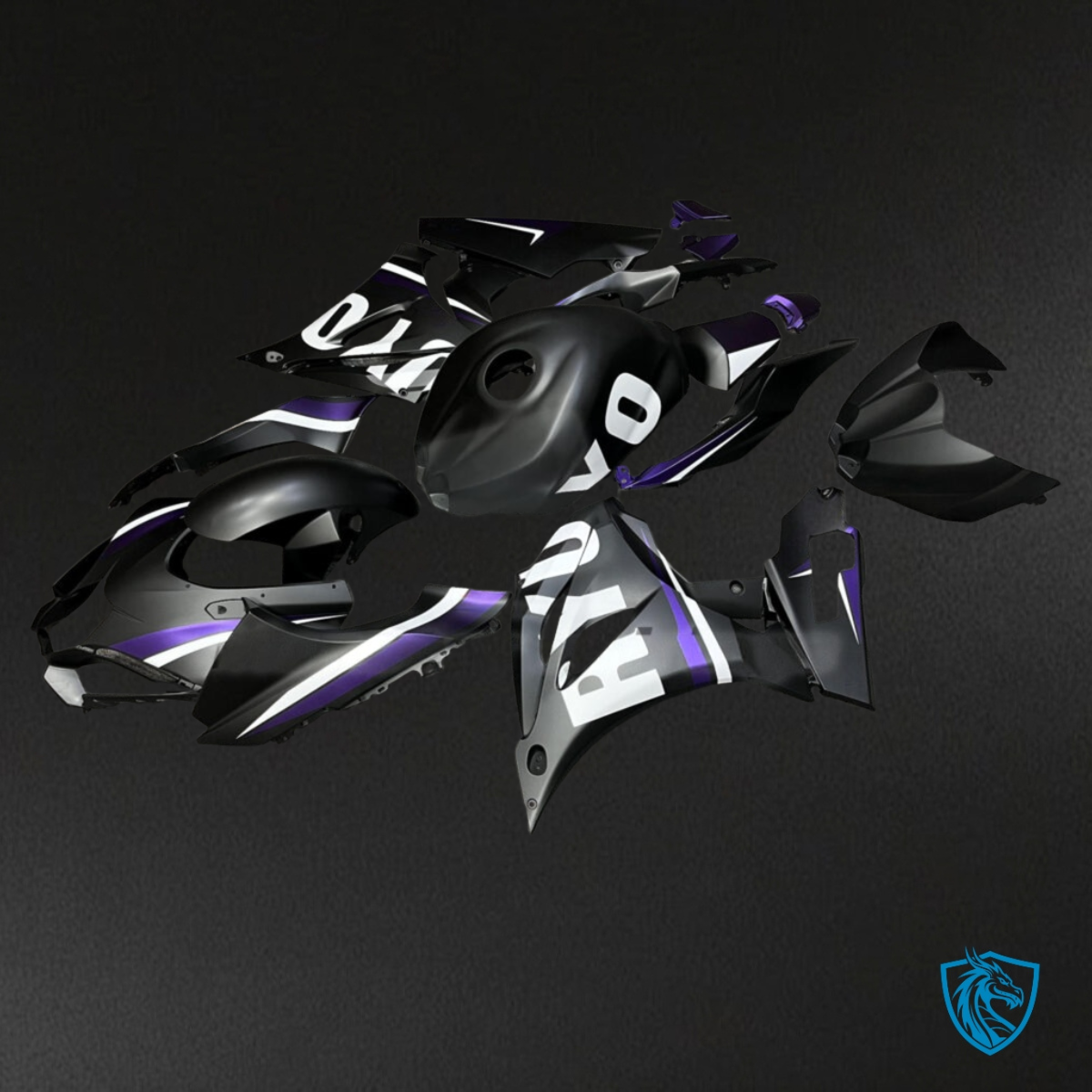 Suzuki GSXR 1000 (2017-2025) Matte Black, Purple & White Fairing Kit | ABS Bodywork