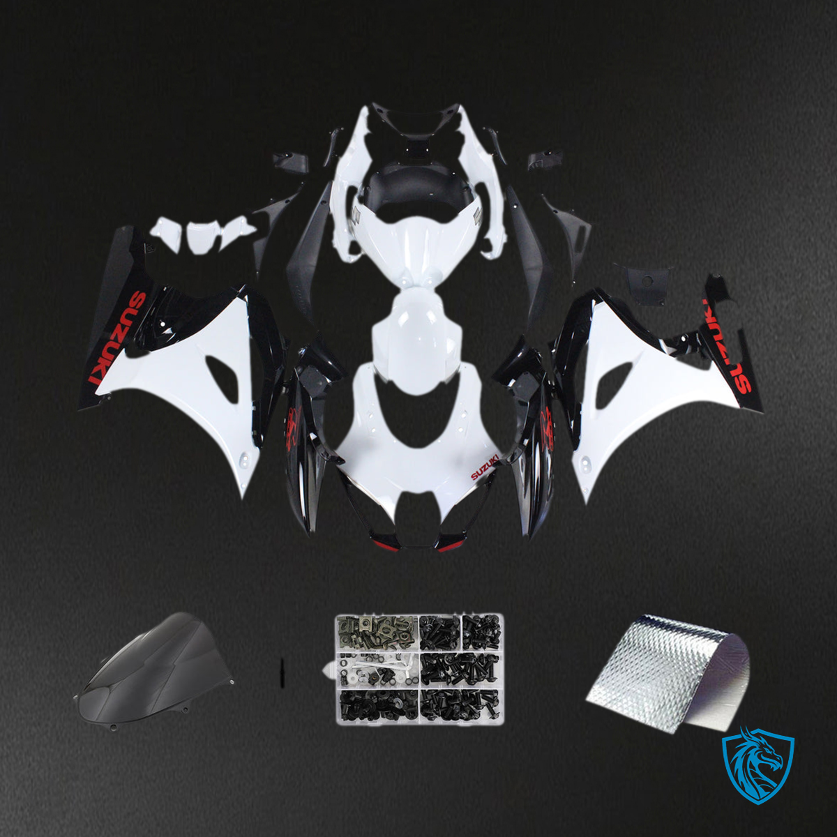Suzuki GSXR1000 (2017-2020) White, Black & Red K17 - MERGEment Motorcycle Fairings Kit