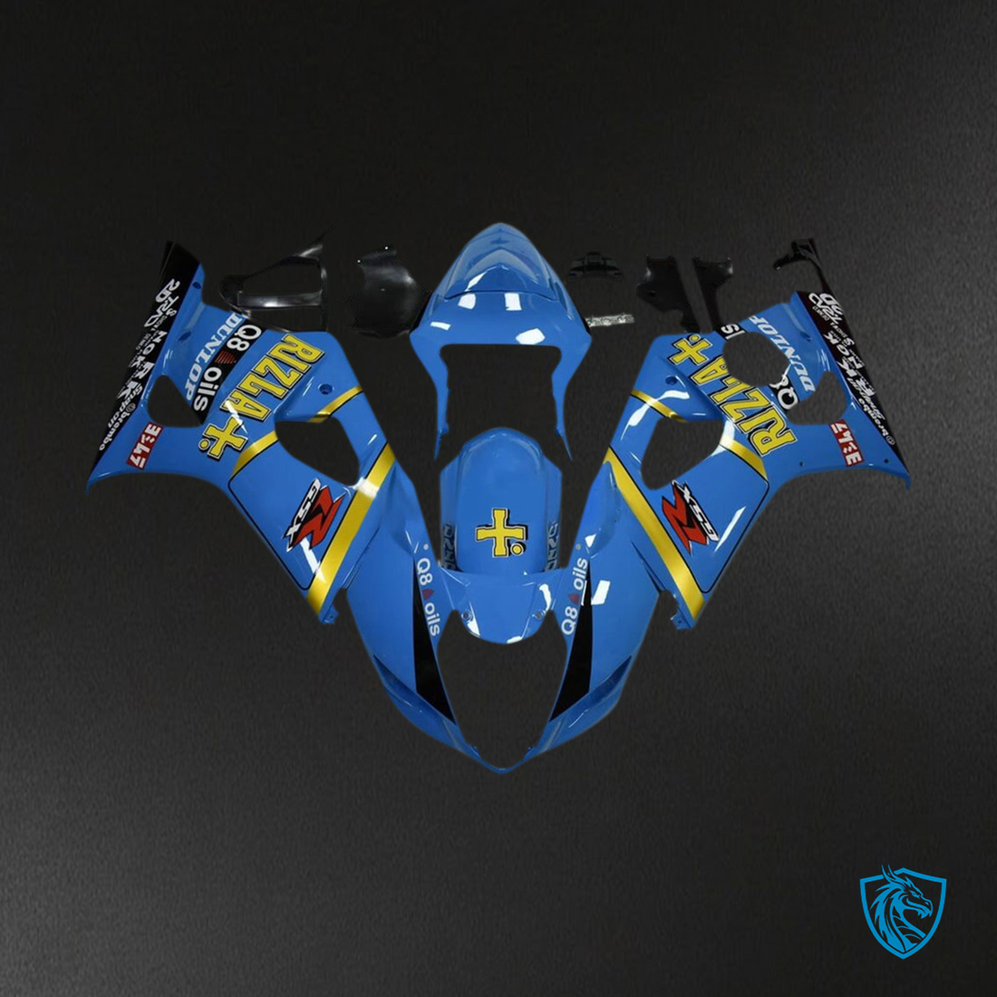 Suzuki GSXR1000 (2003-2004) Blue & Yellow K3 Rizzla - MERGEment Motorcycle Fairings Kit