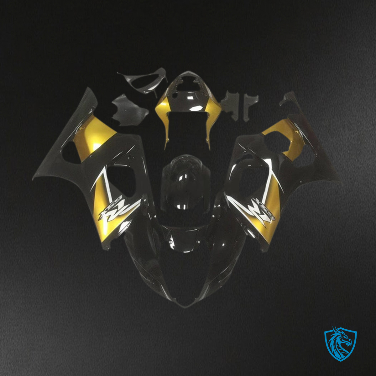 Suzuki GSXR1000 (2003-2004) Black & Gold K3 Injection Fairing Kit | ABS Bodywork