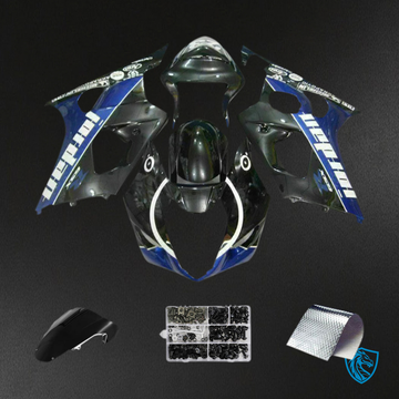 Suzuki GSXR1000 (2003-2004) Gloss Black & Blue K3 Fairing Kit - Aftermarket ABS Bodywork
