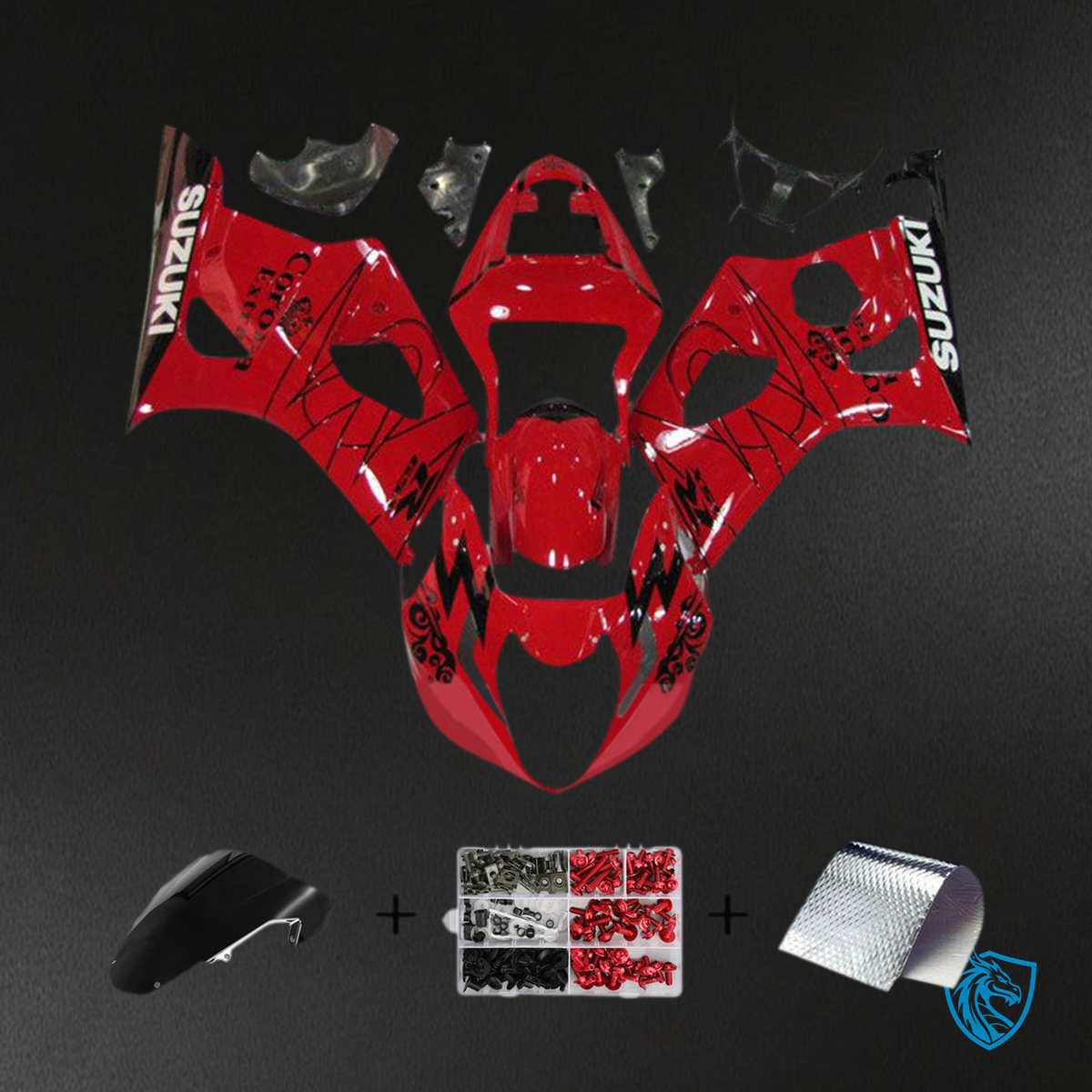 Suzuki GSXR1000 (2003-2004) Gloss Red & Black K3 Fairing Kit | ABS Bodywork