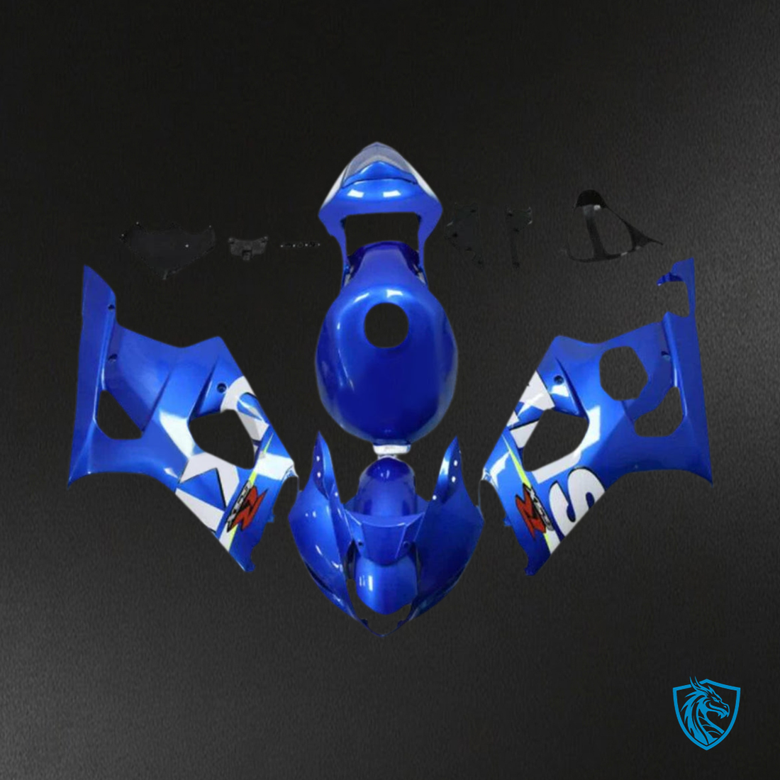 Suzuki GSXR1000 (2003-2004) Gloss Blue & White K3 - Custom ABS Fairing Kit