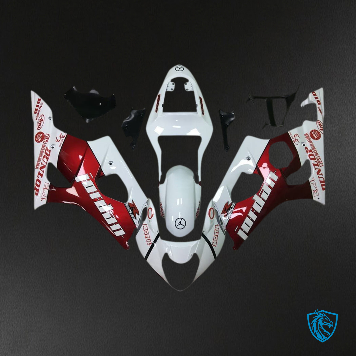 Suzuki GSXR1000 (2003-2004) Gloss White & Gloss Red K3 Fairing Kit - Aftermarket ABS Bodywork