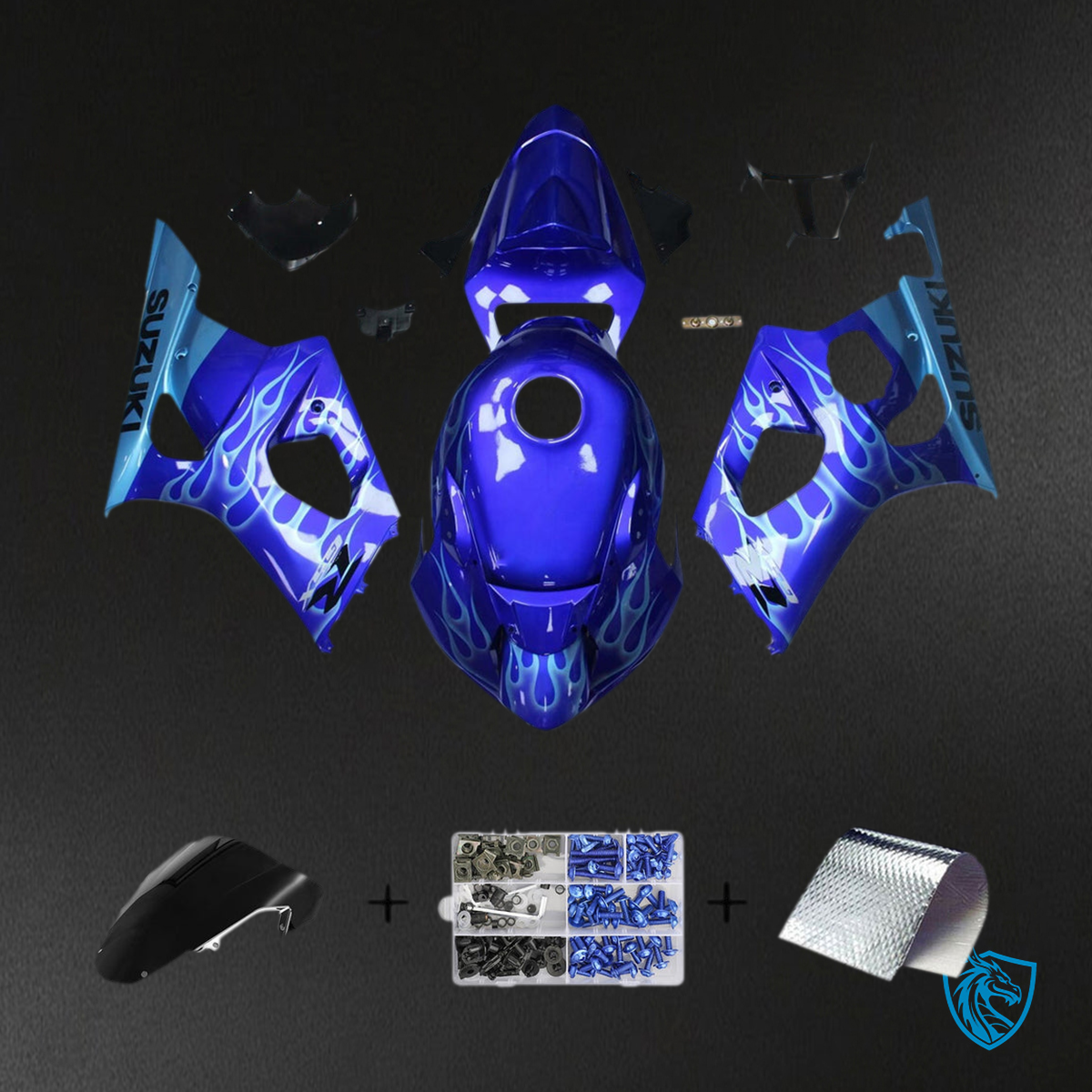 Suzuki GSXR1000 (2003-2004) Gloss Blue & Black K3 - MERGEment Motorcycle Fairings Kit