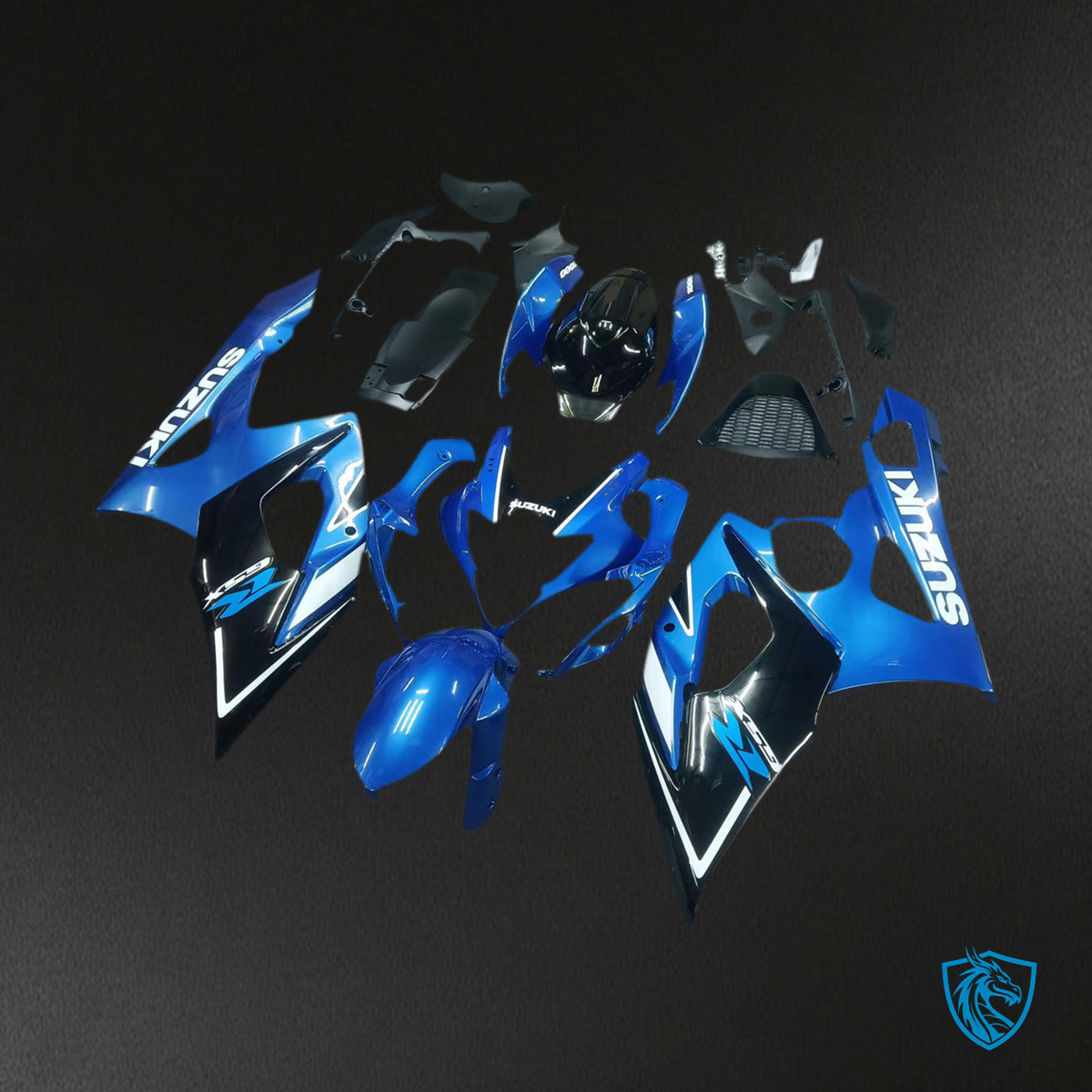 Suzuki GSXR1000 (2003-2004) Gloss Blue & Black K3 Injection Fairing Kit - Aftermarket ABS Bodywork