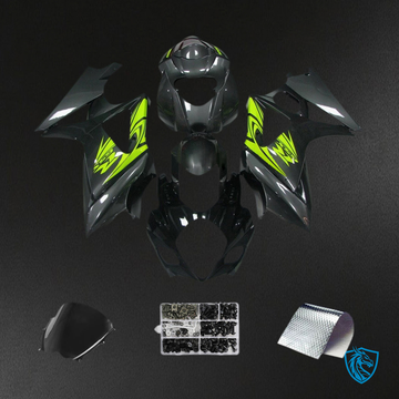 Suzuki GSXR1000 (2007-2008) Gloss Black & Gren K7 - MERGEment Motorcycle Fairings Kit
