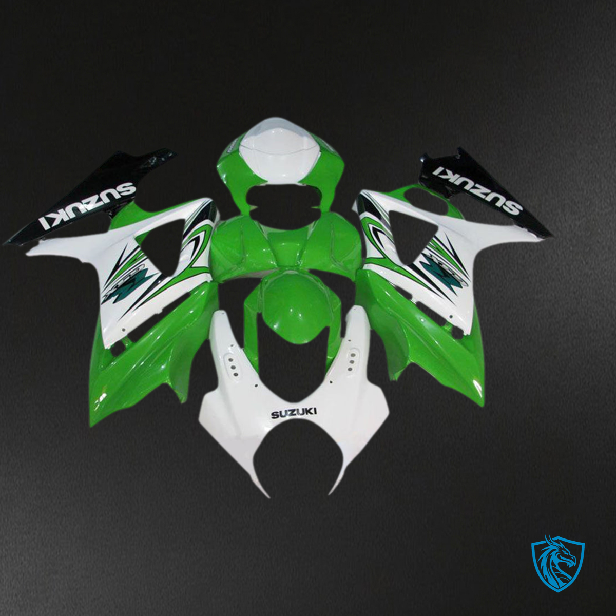 GSXR1000 (2007-2008) Gloss Green & White K7 Fairing Kit - Aftermarket ABS Bodywork