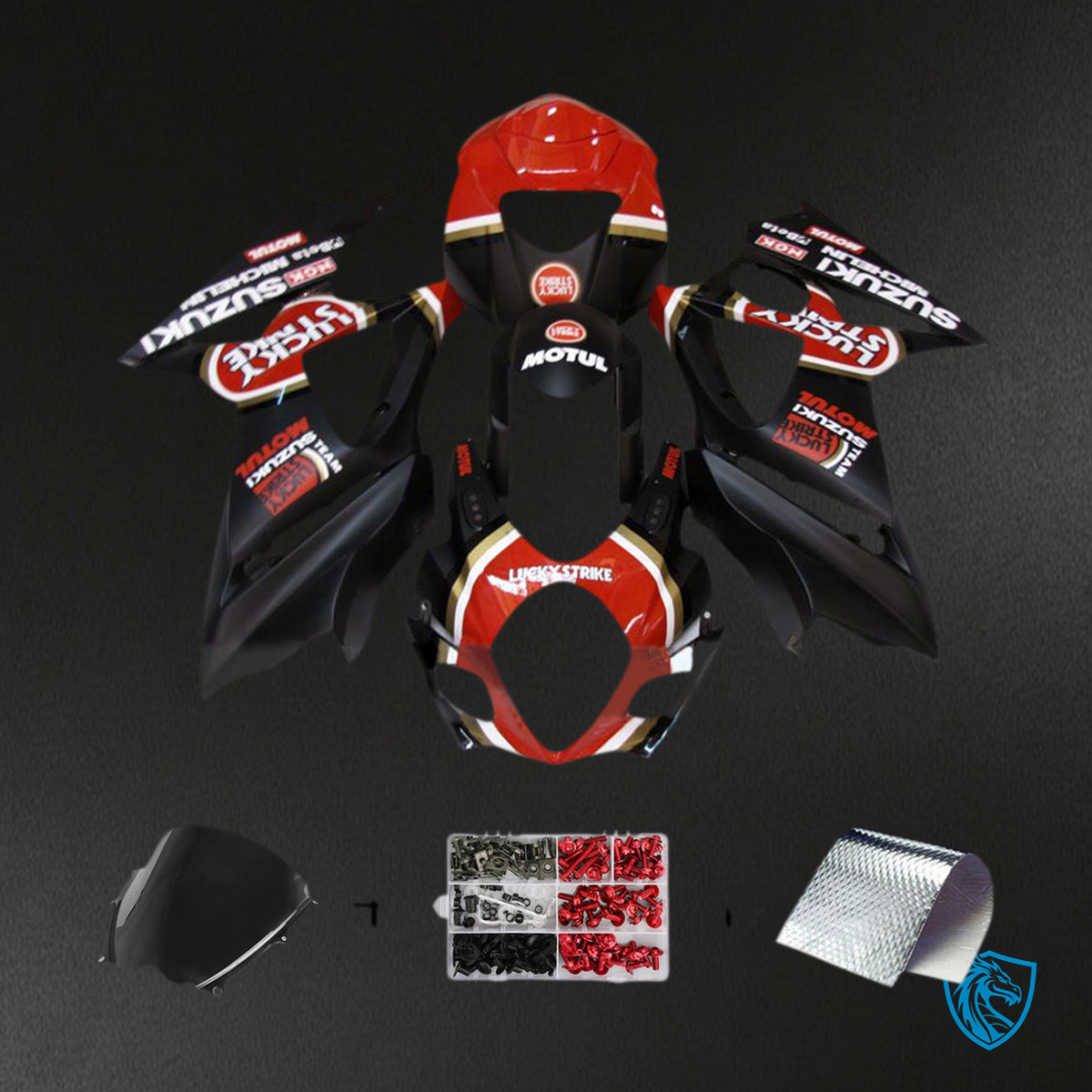 Suzuki GSXR1000 (2007-2008) Gloss Black & Red K7 Fairing Kit | ABS Bodywork