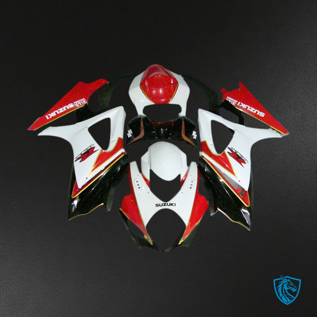 Suzuki GSXR1000 (2007-2008) White, Black & Gloss Red K7 - MERGEment Motorcycle Fairings Kit