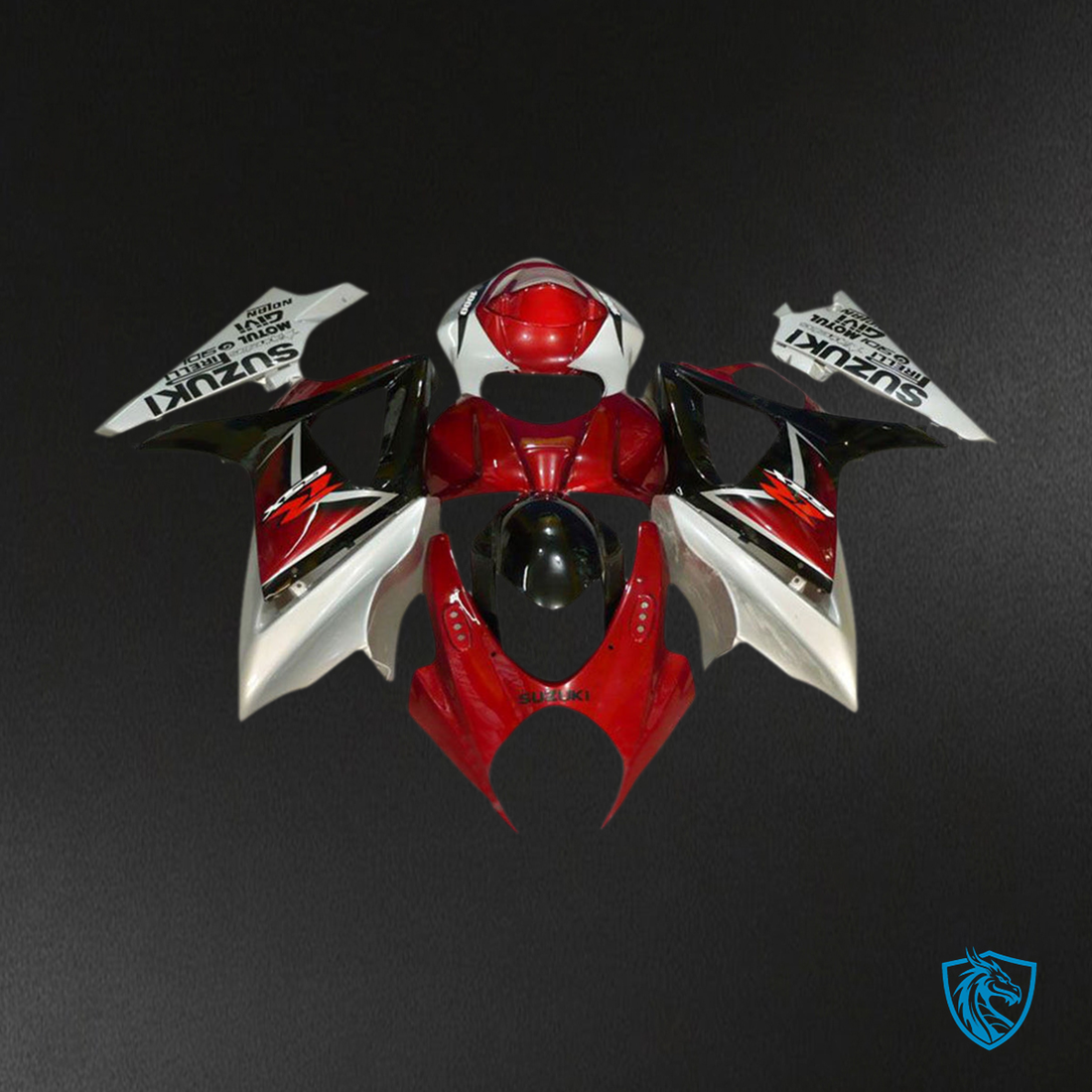 Suzuki GSXR1000 (2007-2008) Gloss Red & Gloss White K7 Fairing Kit - Aftermarket ABS Bodywork