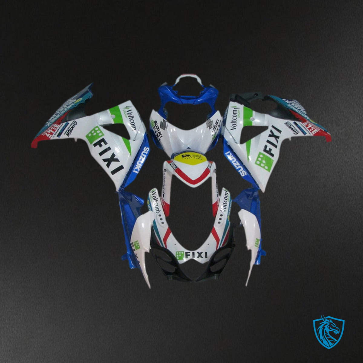 Suzuki GSXR1000 (2009-2016) White & Blue K9 Injection - Custom ABS Fairing Kit