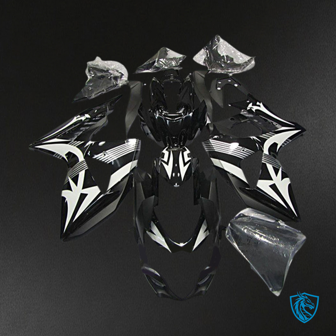 Suzuki GSXR1000 (2009-2016) Gloss Black & white K9 Injection - MERGEment Motorcycle Fairings Kit