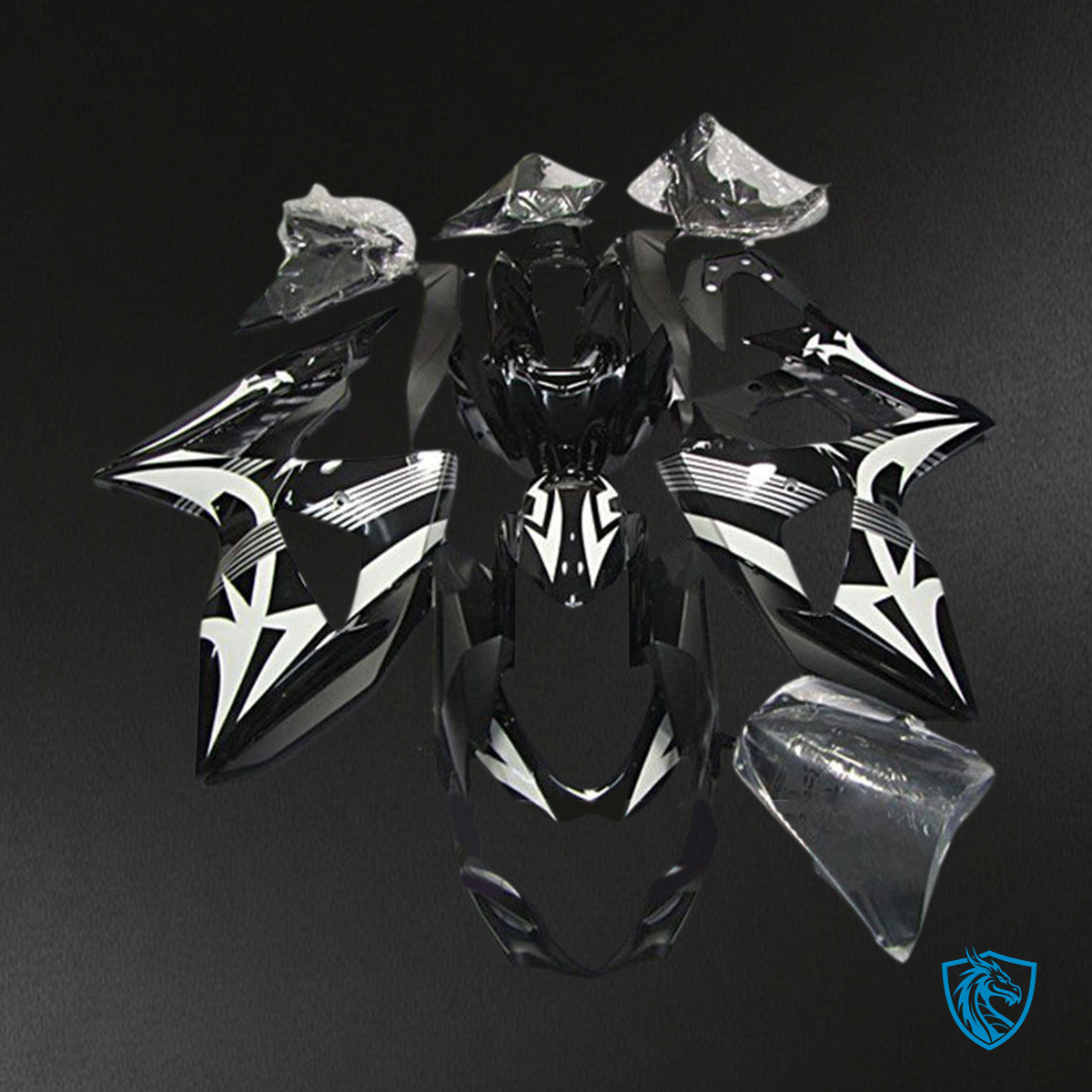 Suzuki GSXR1000 (2009-2016) Gloss Black & white K9 Injection - MERGEment Motorcycle Fairings Kit