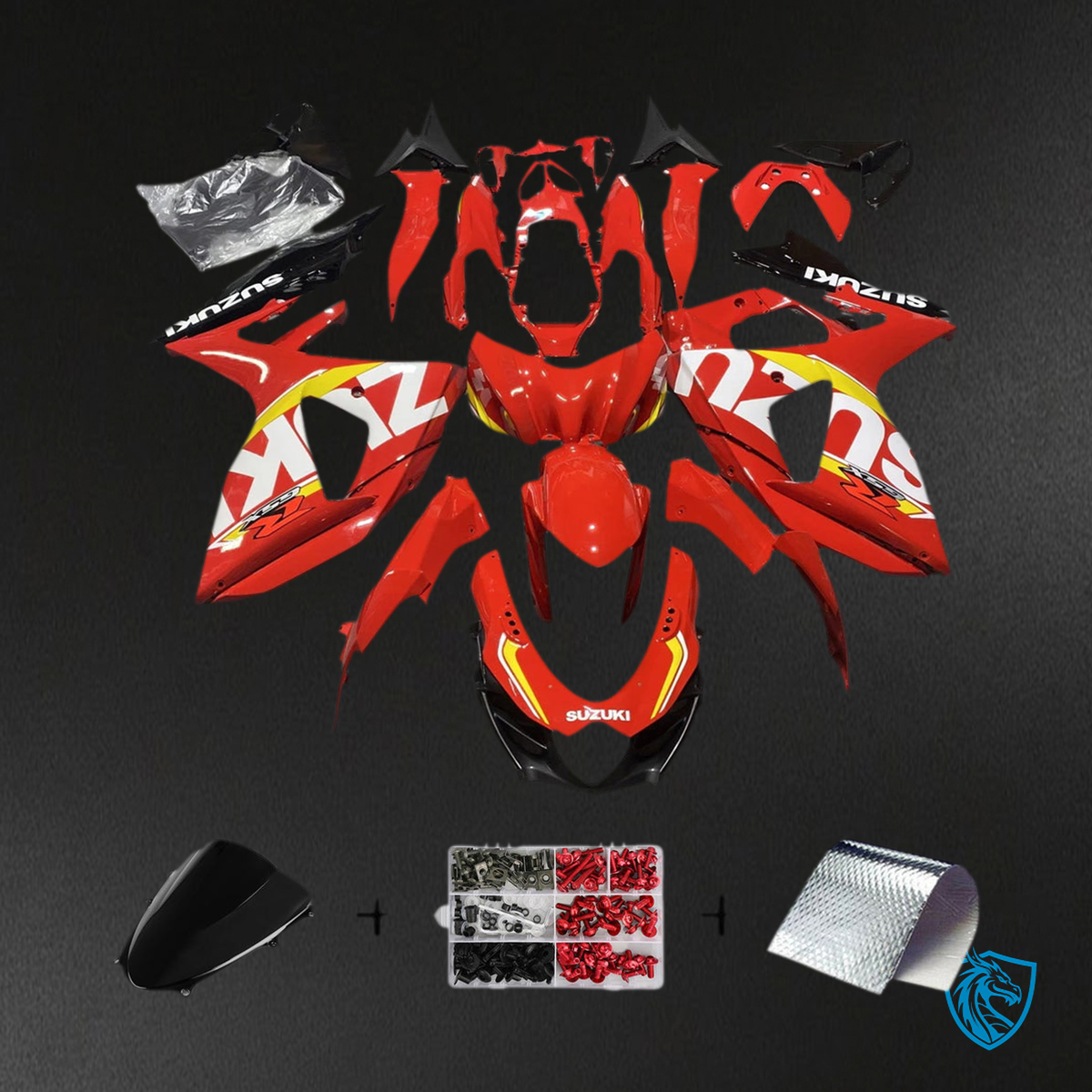 Suzuki GSXR1000 (2009-2016) Gloss Red, White & Black K9 - MERGEment Motorcycle Fairings Kit