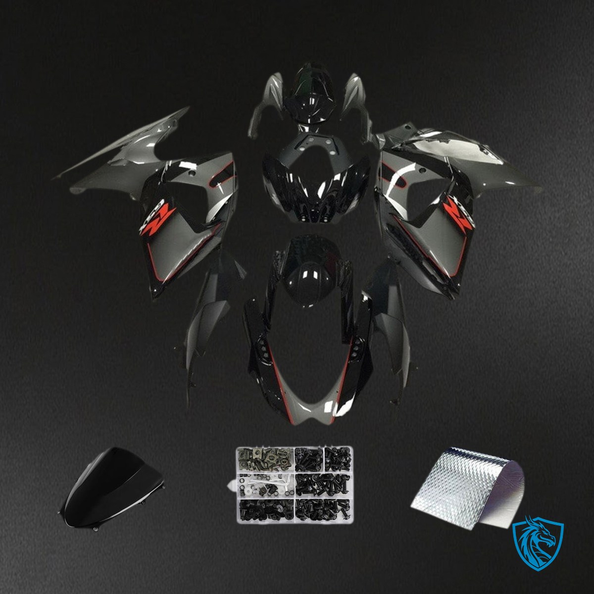 Suzuki GSXR1000 (2009-2016) Gloss Black K9 Injection Fairing Kit | ABS Bodywork