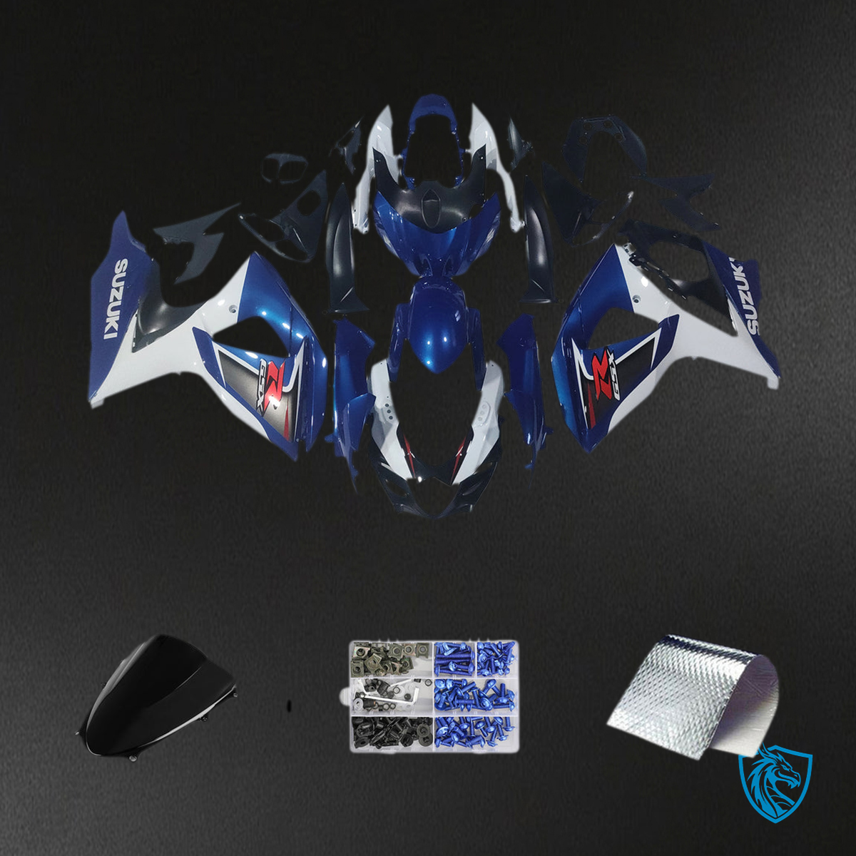 Suzuki GSXR1000 (2009-2016) Gloss Blue, White & Black K9 - MERGEment Motorcycle Fairings Kit