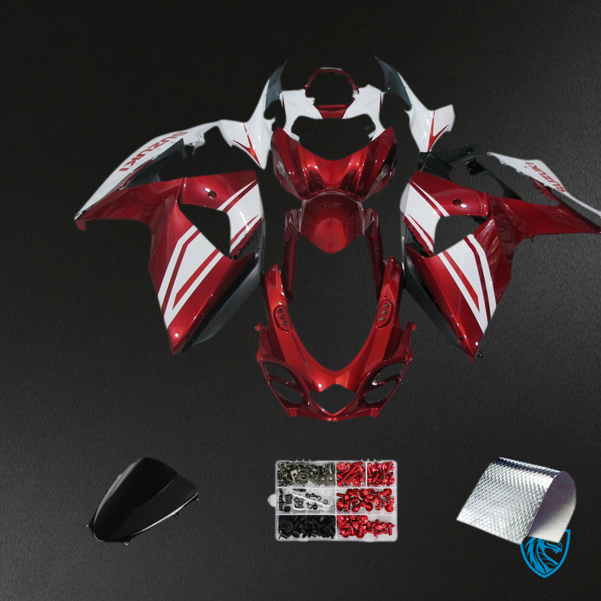 Suzuki GSXR1000 (2009-2016) Gloss Red & White K9 Fairing Kit - Aftermarket ABS Bodywork