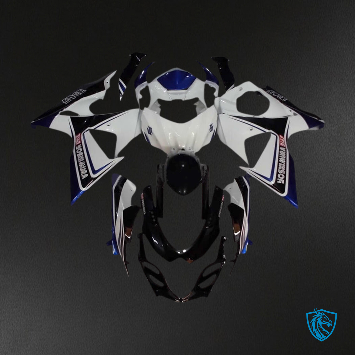 Suzuki GSXR1000 (2009-2016) Gloss White & Black K9 Fairing Kit | ABS Bodywork